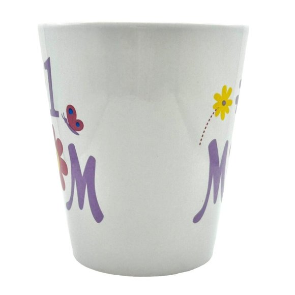 #1 Mom Mug Floral Butterfly White Purple Pink Yellow Coffee Tea Cup  oz - Picture 2 of 10